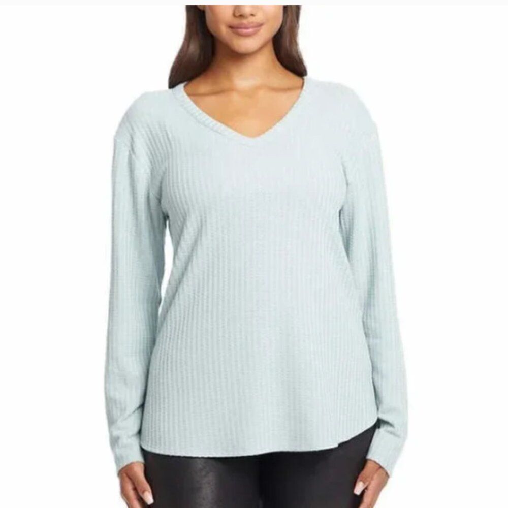 Women's Chaser Waffle Knit Long Sleeve Baby Blue Shirt Size XL